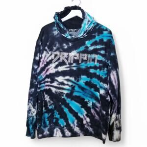 REBEL MINDS Unisex Tie-Dye Embellished "Drippin'" Hoodie RARE - Size L